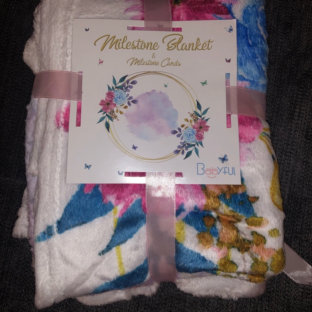 Watercolor milestone blanket and cards NWT